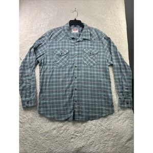 Wrangler Button Down Shirt Mens XL Plaid Flannel Western‎ Pockets Rider Rodeo